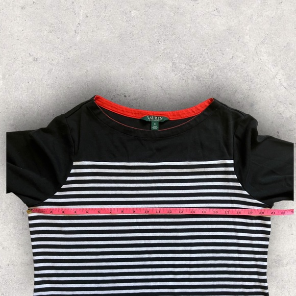 Ralph Lauren LRL Dress Women's 2X Black White Stripe 100% Cotton Short Sheath - Picture 5 of 6